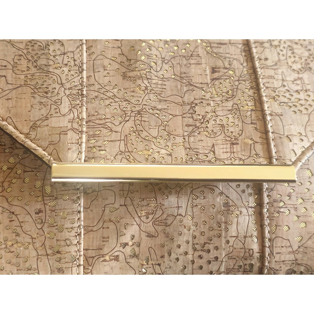 JNB Cork Envelope Clutch Chain Purse Gold Metallic Shoulder Crossbody Bag NWT - Picture 6 of 9